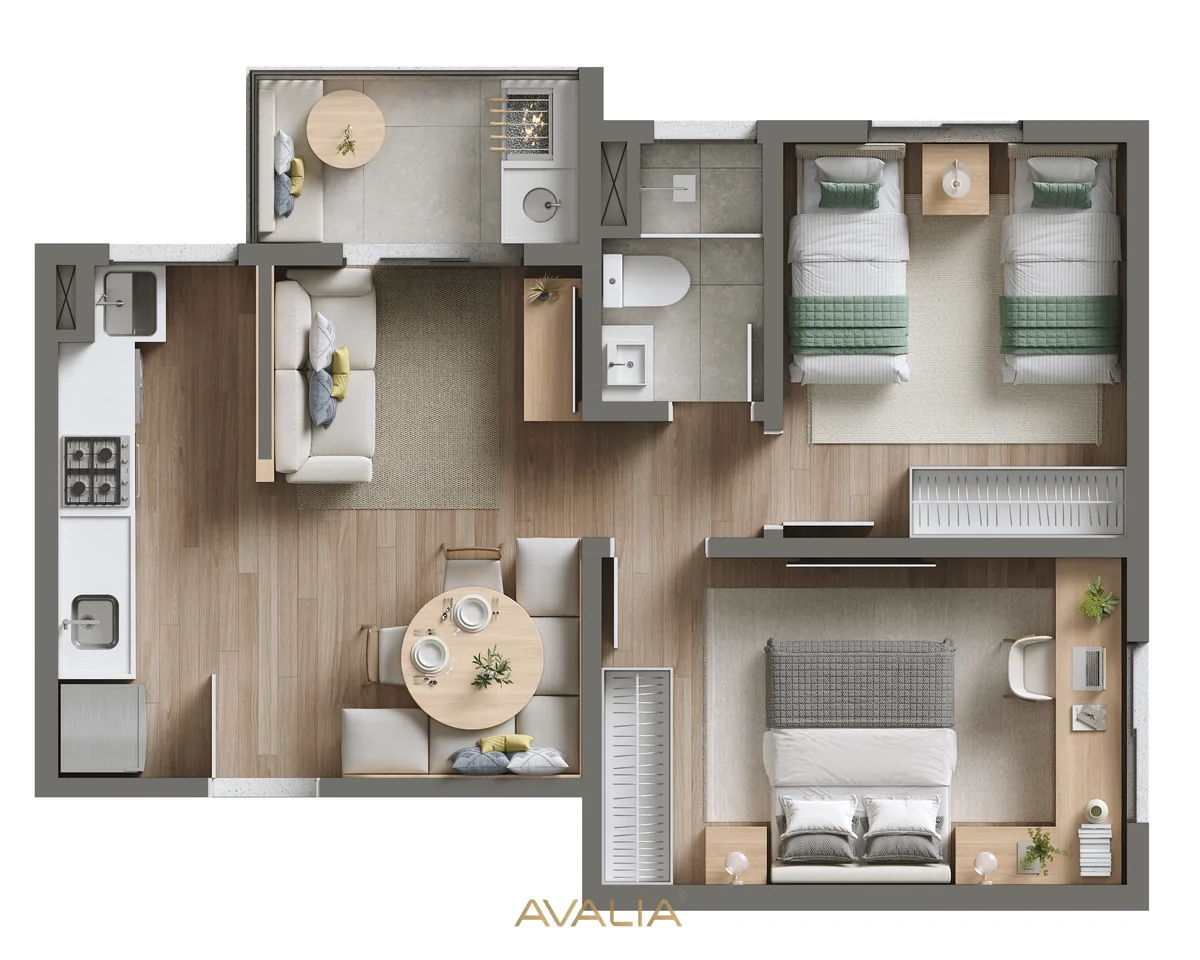 Planta Tipo 1 — 47,17 m²