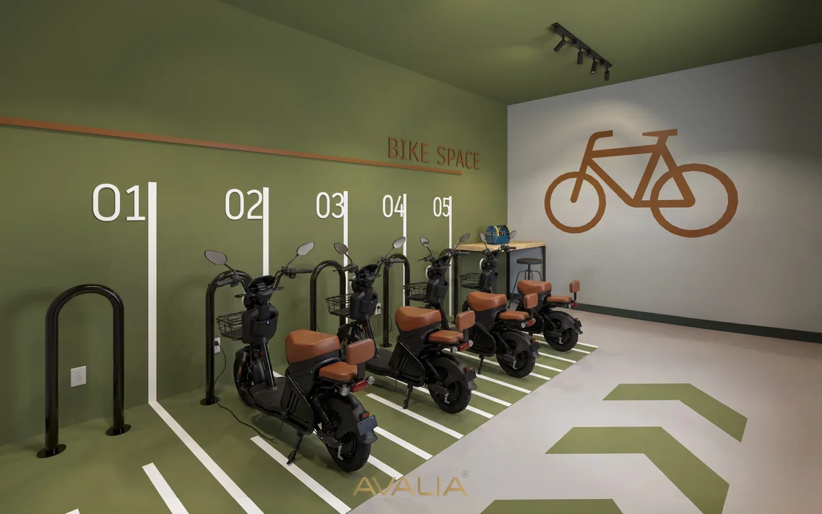 Bicicletário com bikes elétricas compartilhadas